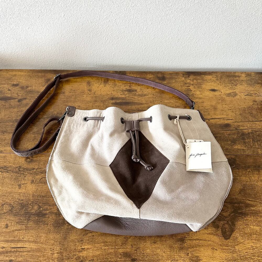 Free People Tovey Suede Crossbody Bucket Bag Boho Bohemian Festival - Picture 2 of 8